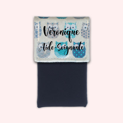 Pochette aimantée Hiboux Turquoise