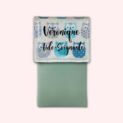 Pochette aimantée Hiboux Turquoise
