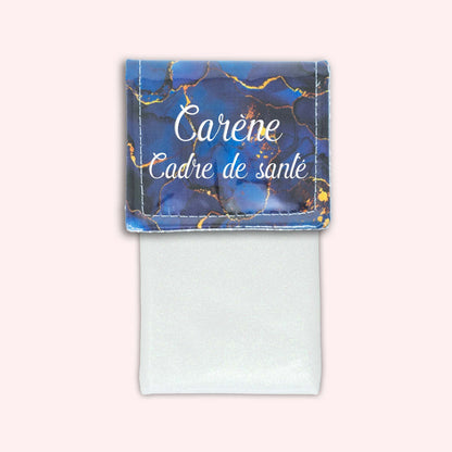 Pochette aimantée Marbre Bleu Marine Doré