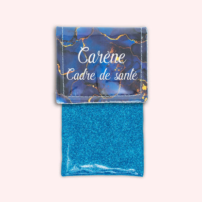 Pochette aimantée Marbre Bleu Marine Doré