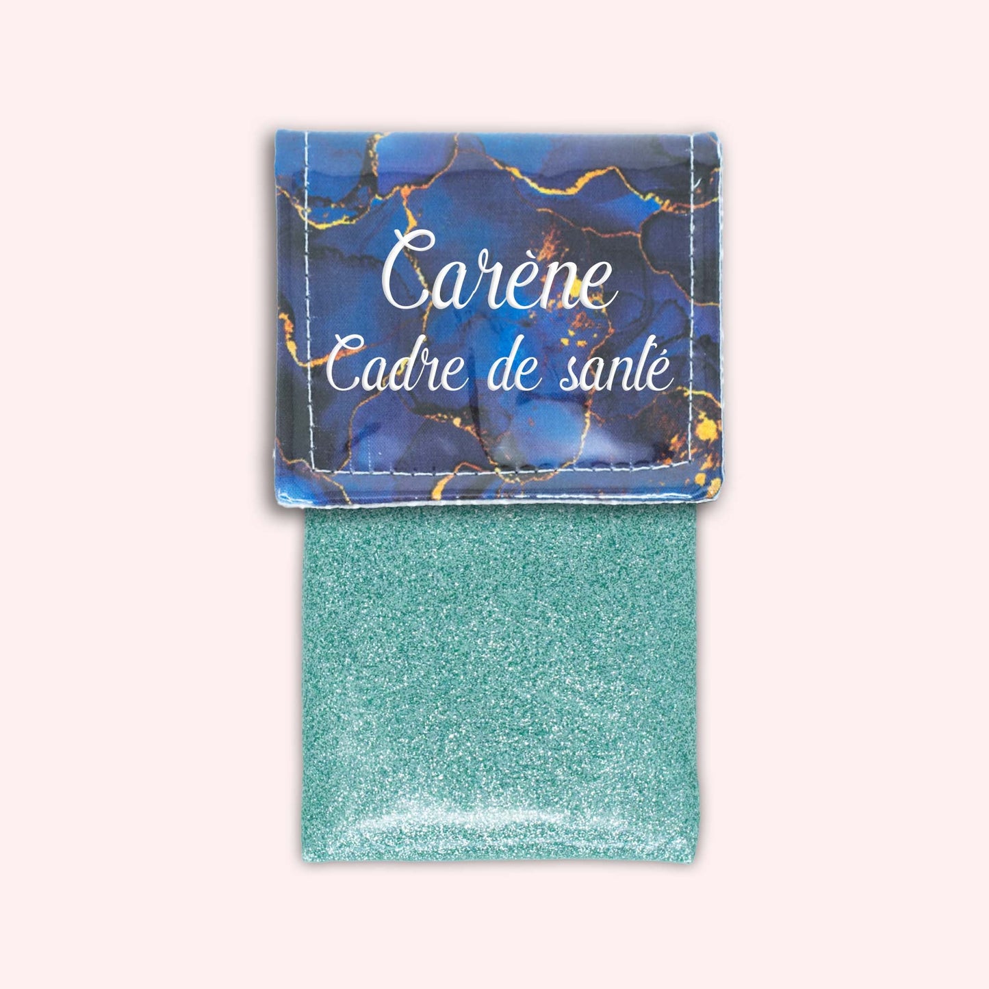 Pochette aimantée Marbre Bleu Marine Doré