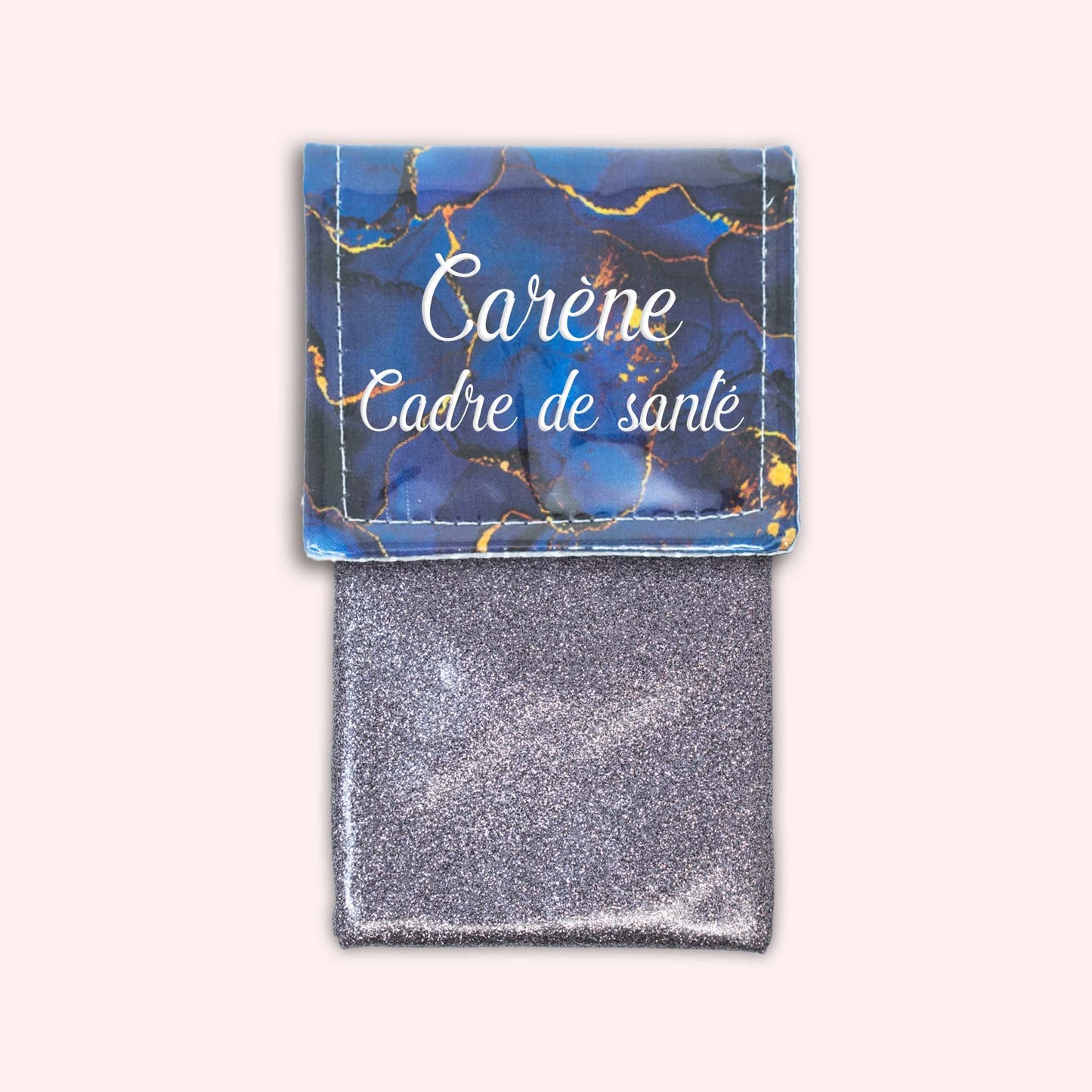 Pochette aimantée Marbre Bleu Marine Doré