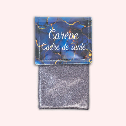 Pochette aimantée Marbre Bleu Marine Doré