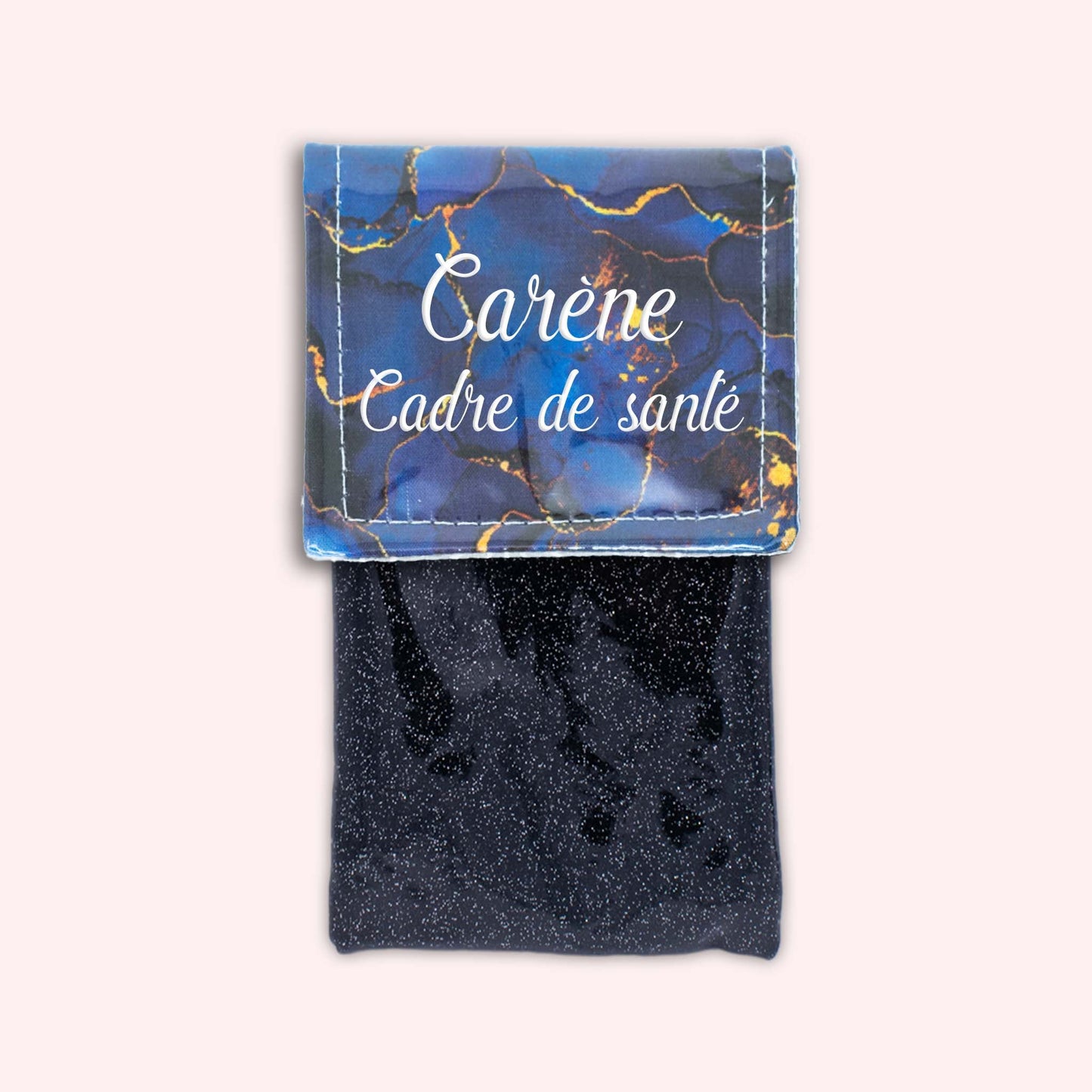 Pochette aimantée Marbre Bleu Marine Doré