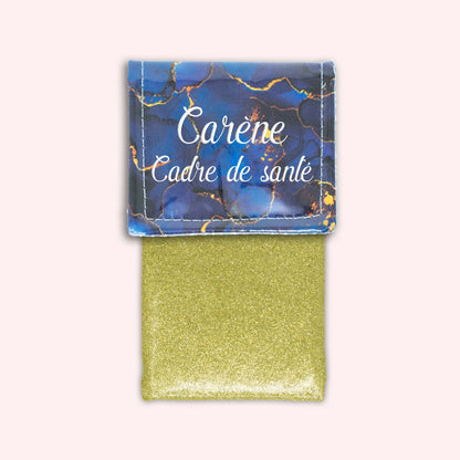 Pochette aimantée Marbre Bleu Marine Doré