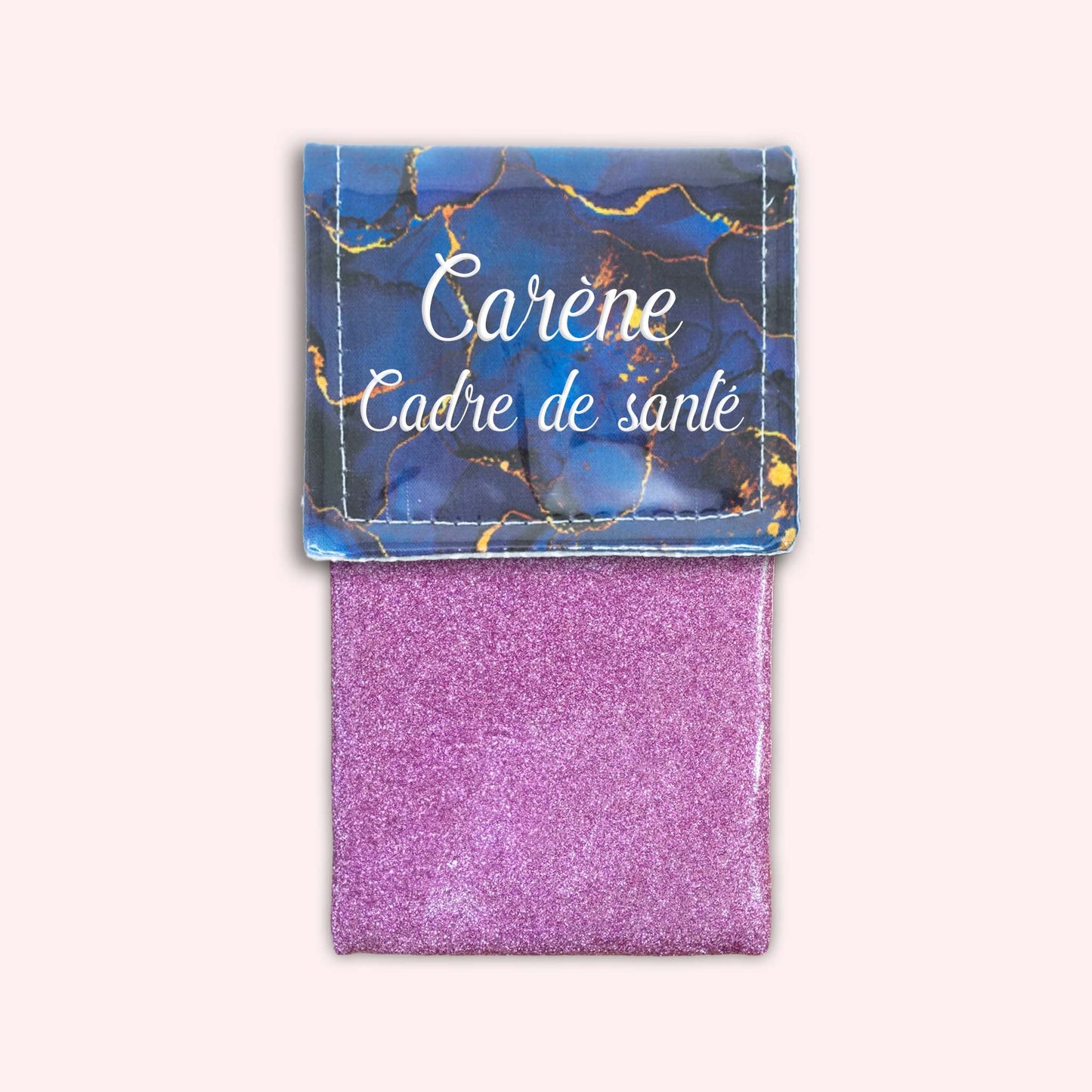 Pochette aimantée Marbre Bleu Marine Doré