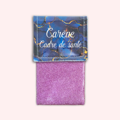 Pochette aimantée Marbre Bleu Marine Doré