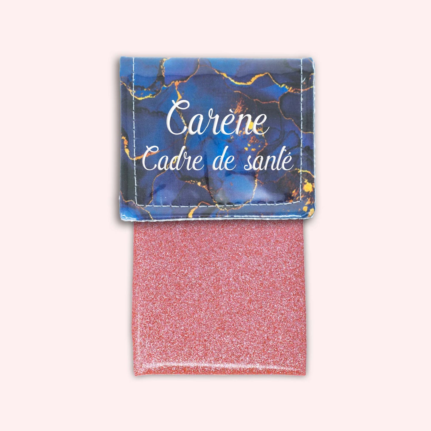 Pochette aimantée Marbre Bleu Marine Doré