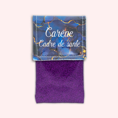 Pochette aimantée Marbre Bleu Marine Doré