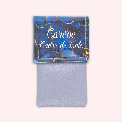 Pochette aimantée Marbre Bleu Marine Doré