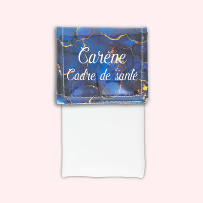 Pochette aimantée Marbre Bleu Marine Doré