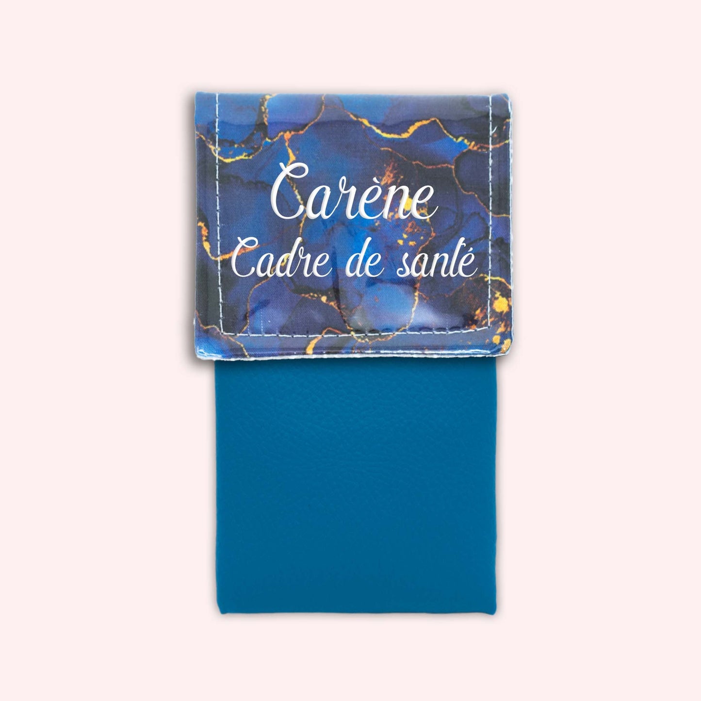 Pochette aimantée Marbre Bleu Marine Doré