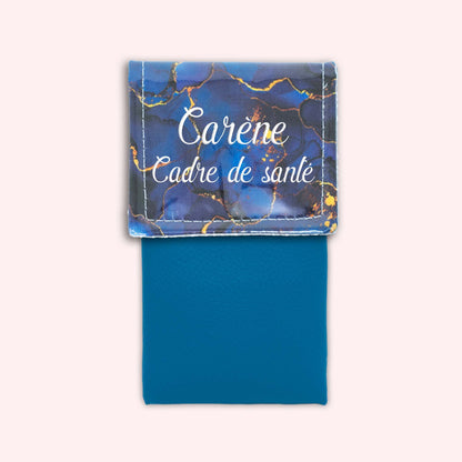 Pochette aimantée Marbre Bleu Marine Doré