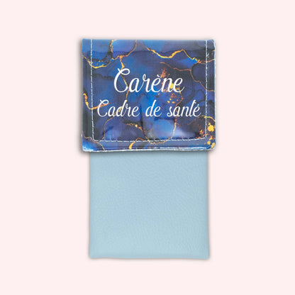 Pochette aimantée Marbre Bleu Marine Doré