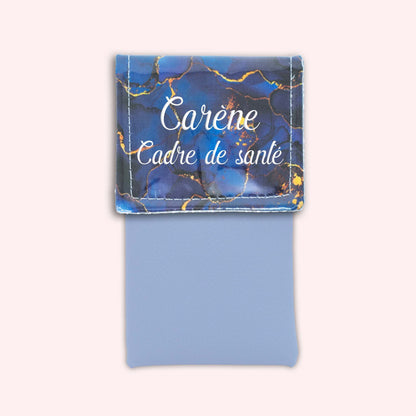 Pochette aimantée Marbre Bleu Marine Doré