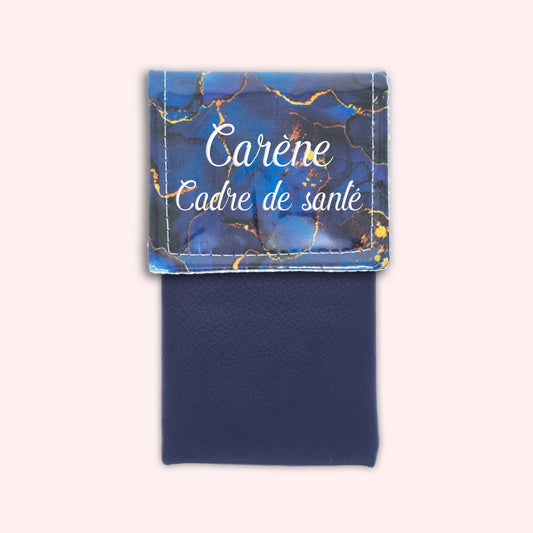Pochette aimantée Marbre Bleu Marine Doré