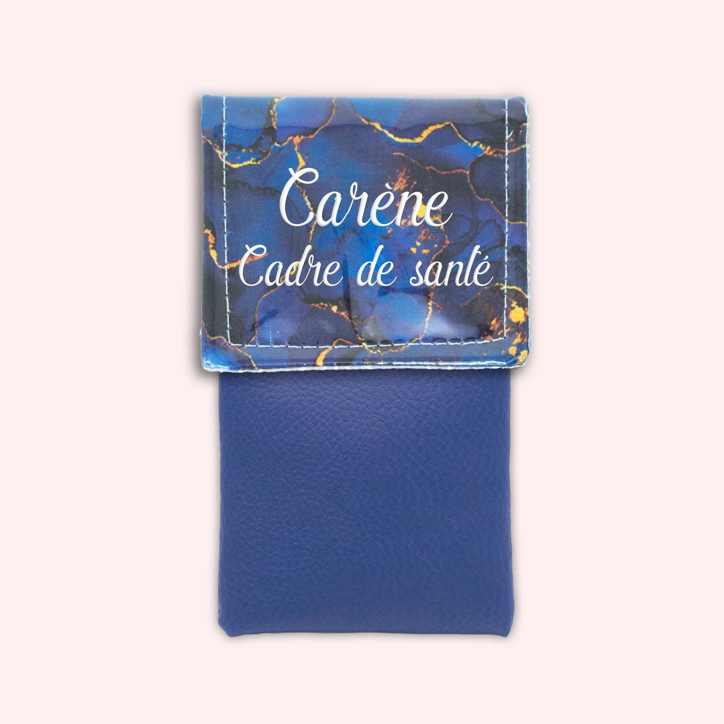 Pochette aimantée Marbre Bleu Marine Doré