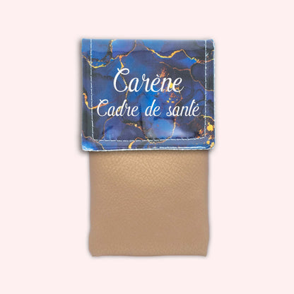 Pochette aimantée Marbre Bleu Marine Doré