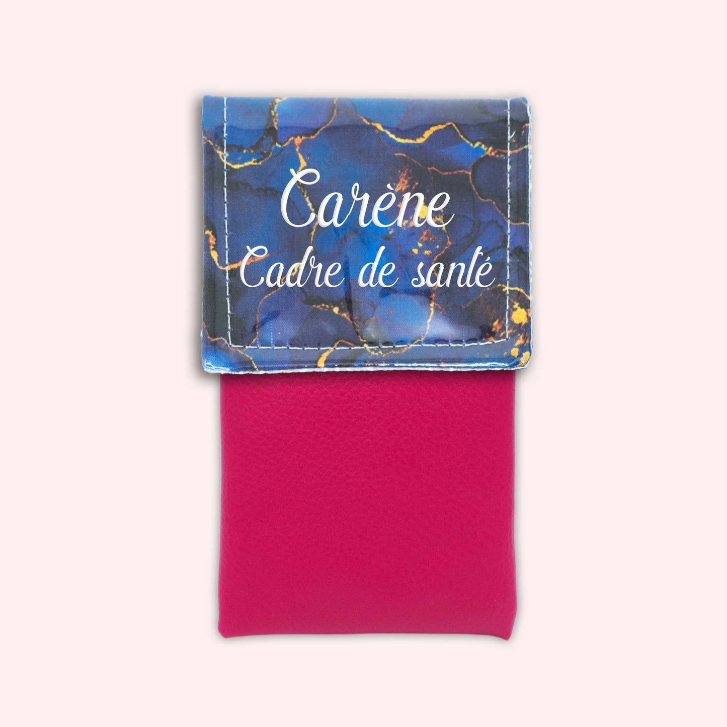Pochette aimantée Marbre Bleu Marine Doré