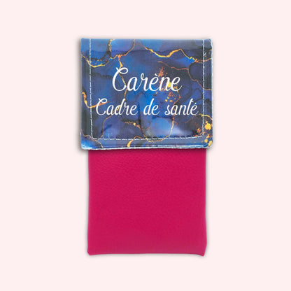 Pochette aimantée Marbre Bleu Marine Doré