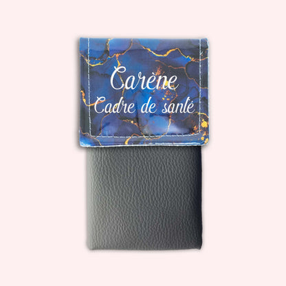 Pochette aimantée Marbre Bleu Marine Doré