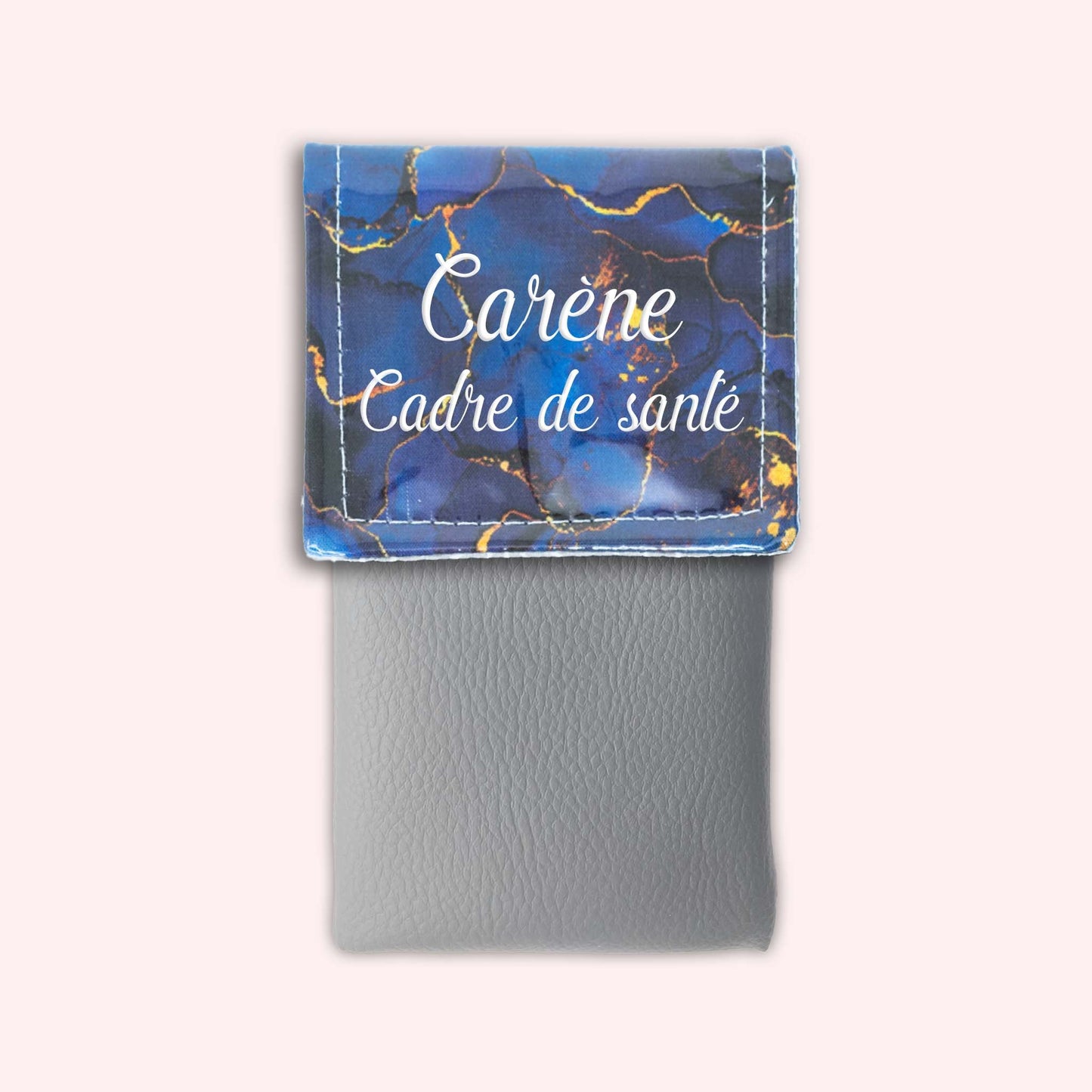 Pochette aimantée Marbre Bleu Marine Doré