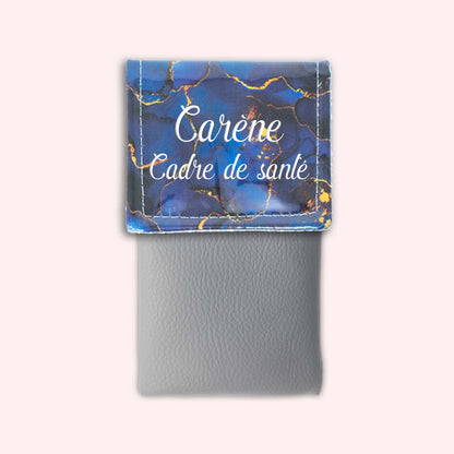 Pochette aimantée Marbre Bleu Marine Doré