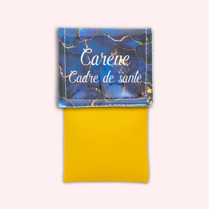 Pochette aimantée Marbre Bleu Marine Doré