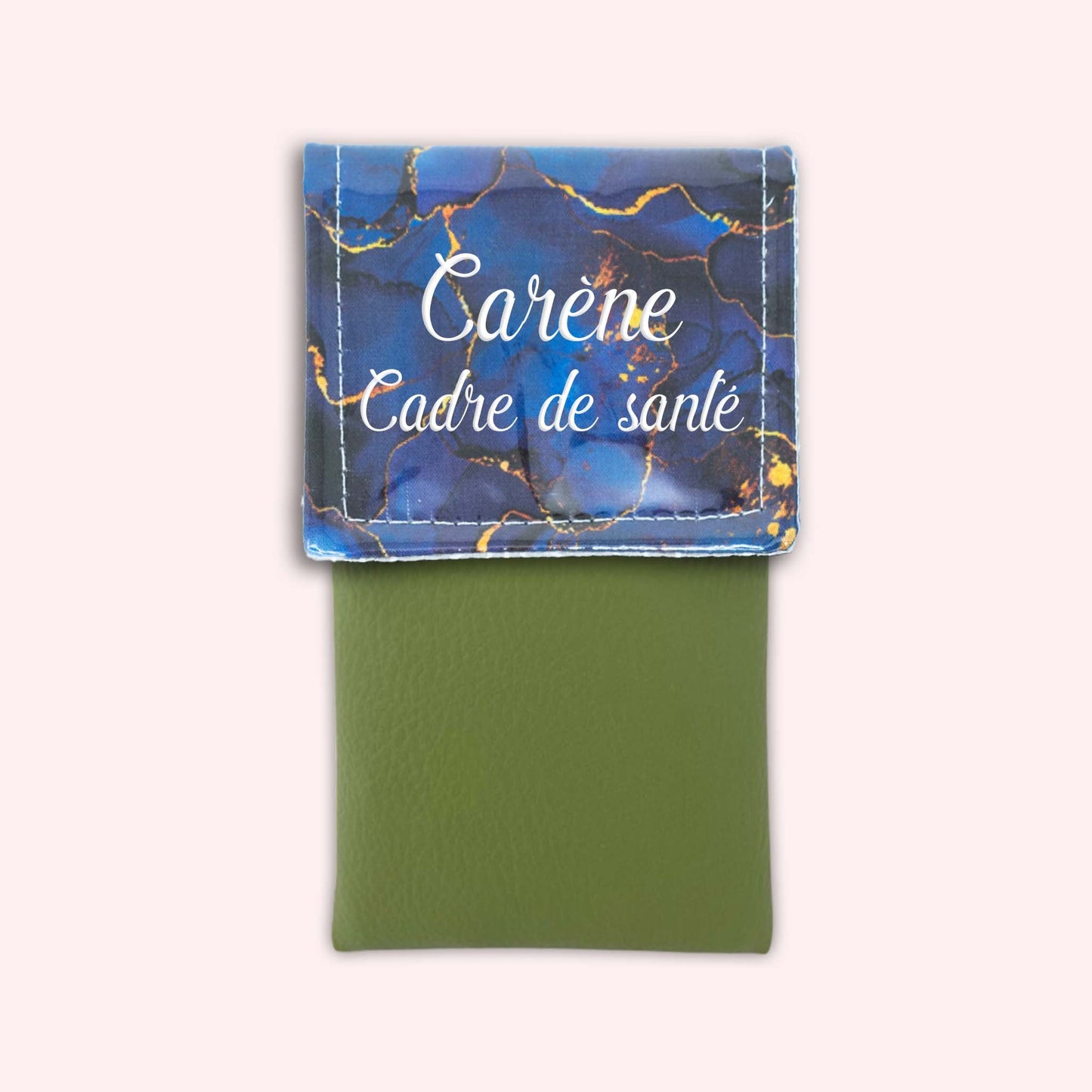 Pochette aimantée Marbre Bleu Marine Doré