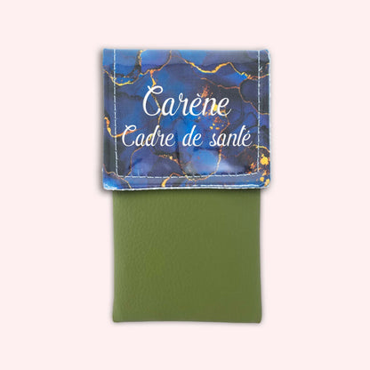Pochette aimantée Marbre Bleu Marine Doré