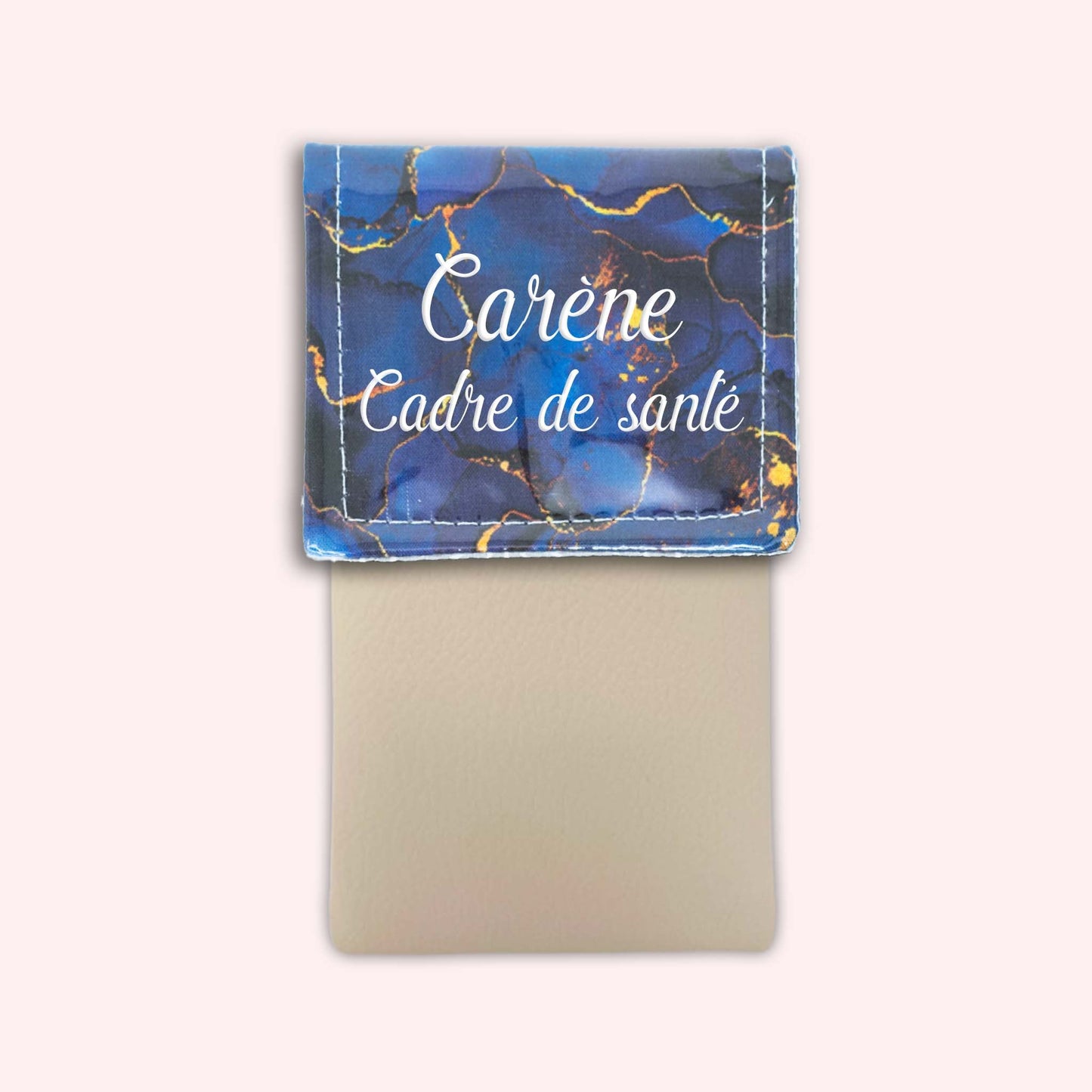Pochette aimantée Marbre Bleu Marine Doré