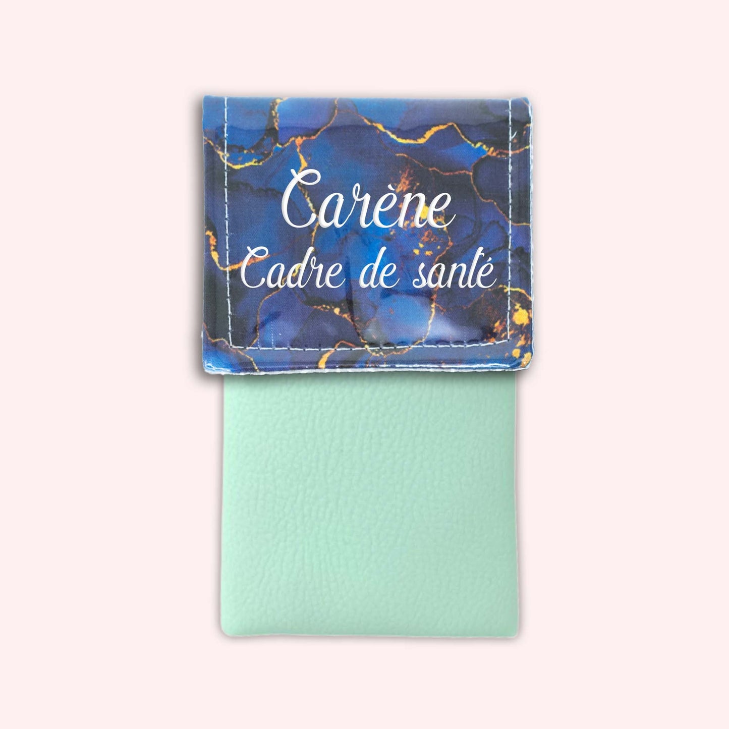 Pochette aimantée Marbre Bleu Marine Doré