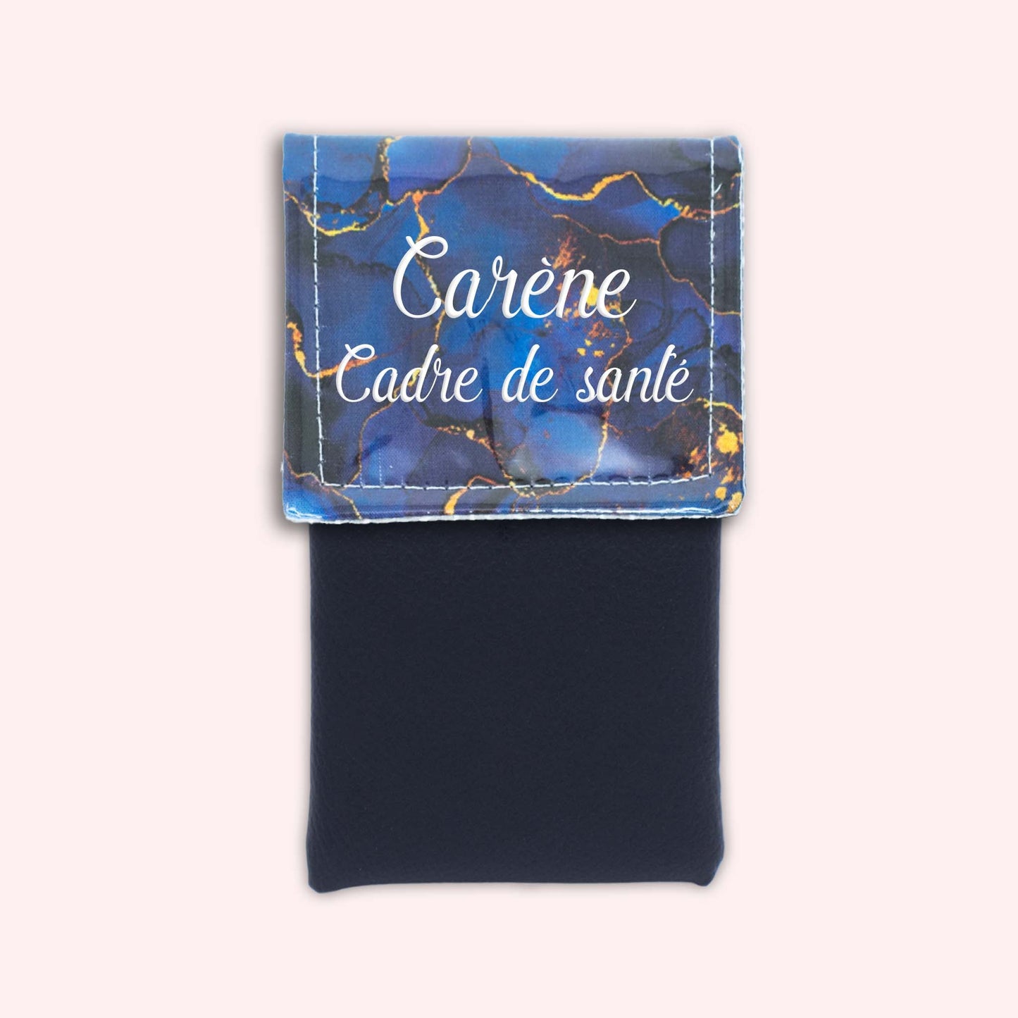 Pochette aimantée Marbre Bleu Marine Doré