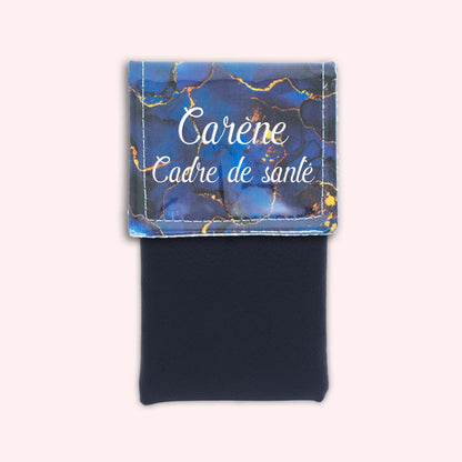 Pochette aimantée Marbre Bleu Marine Doré