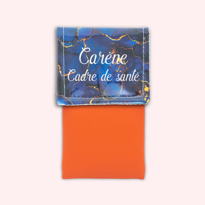 Pochette aimantée Marbre Bleu Marine Doré