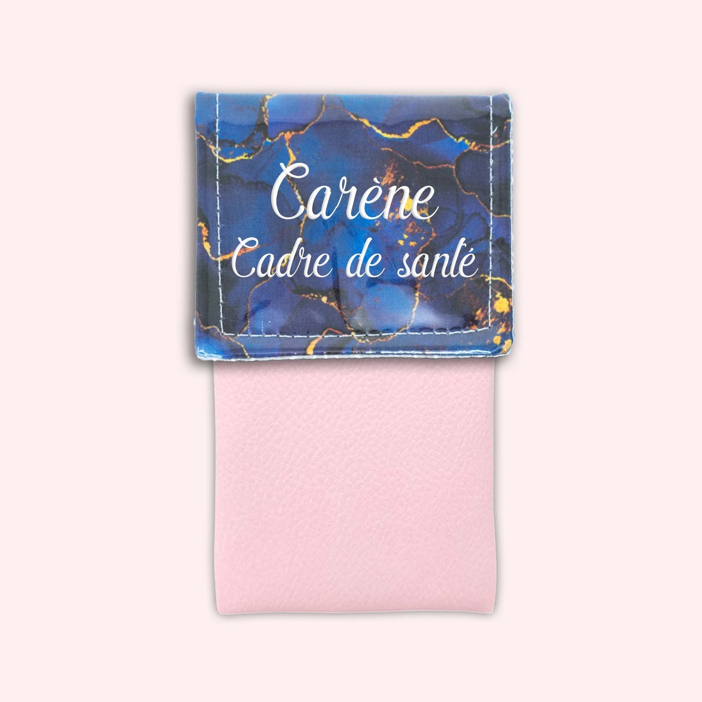 Pochette aimantée Marbre Bleu Marine Doré