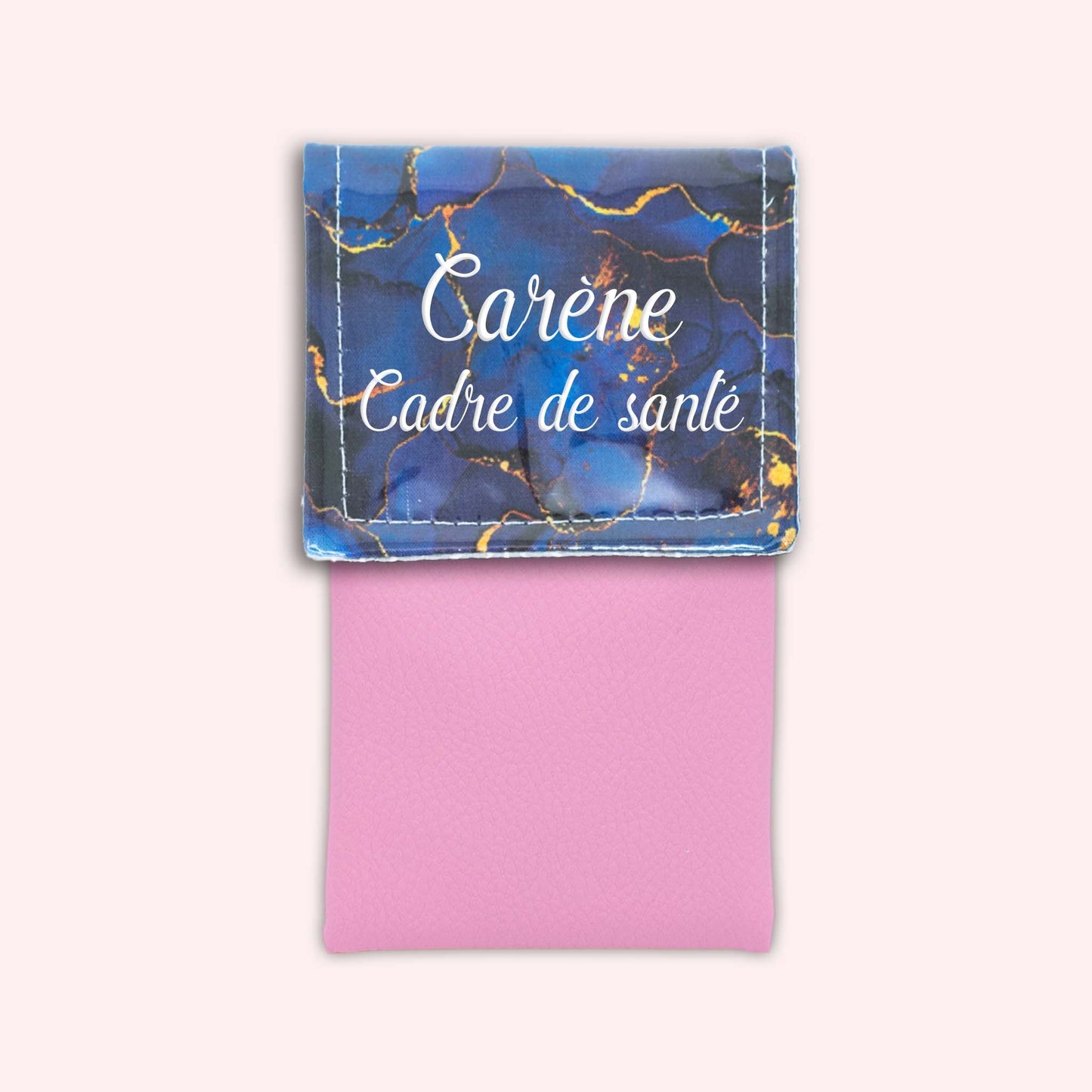 Pochette aimantée Marbre Bleu Marine Doré