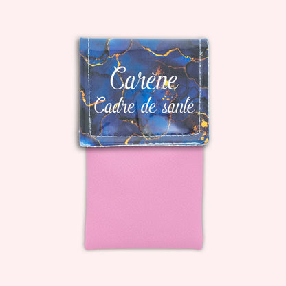Pochette aimantée Marbre Bleu Marine Doré