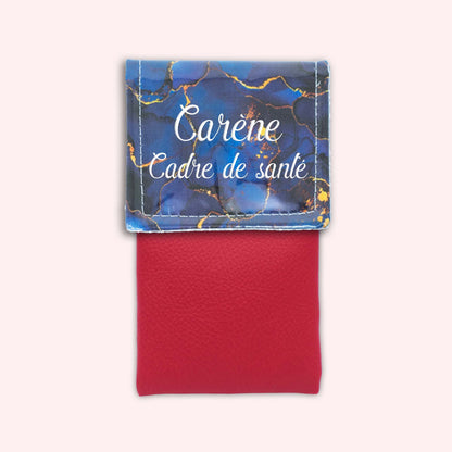 Pochette aimantée Marbre Bleu Marine Doré