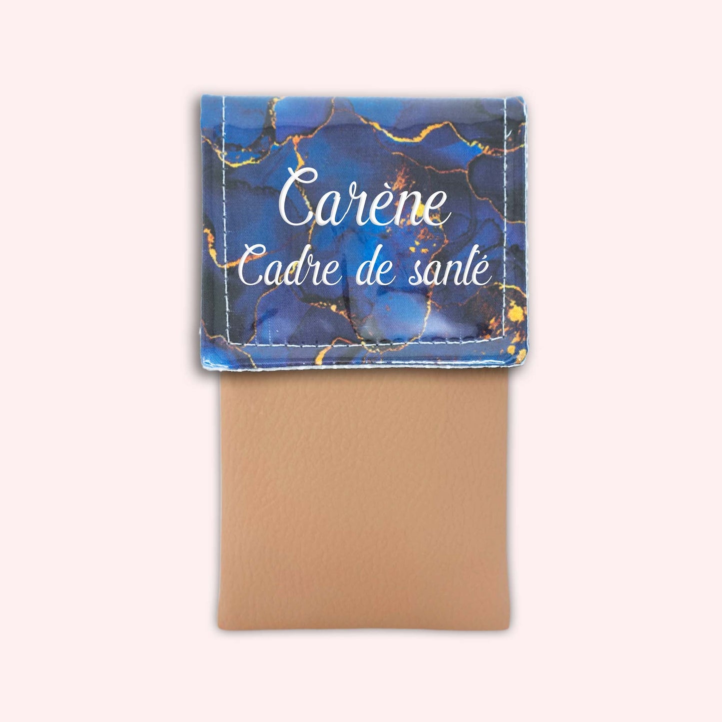 Pochette aimantée Marbre Bleu Marine Doré