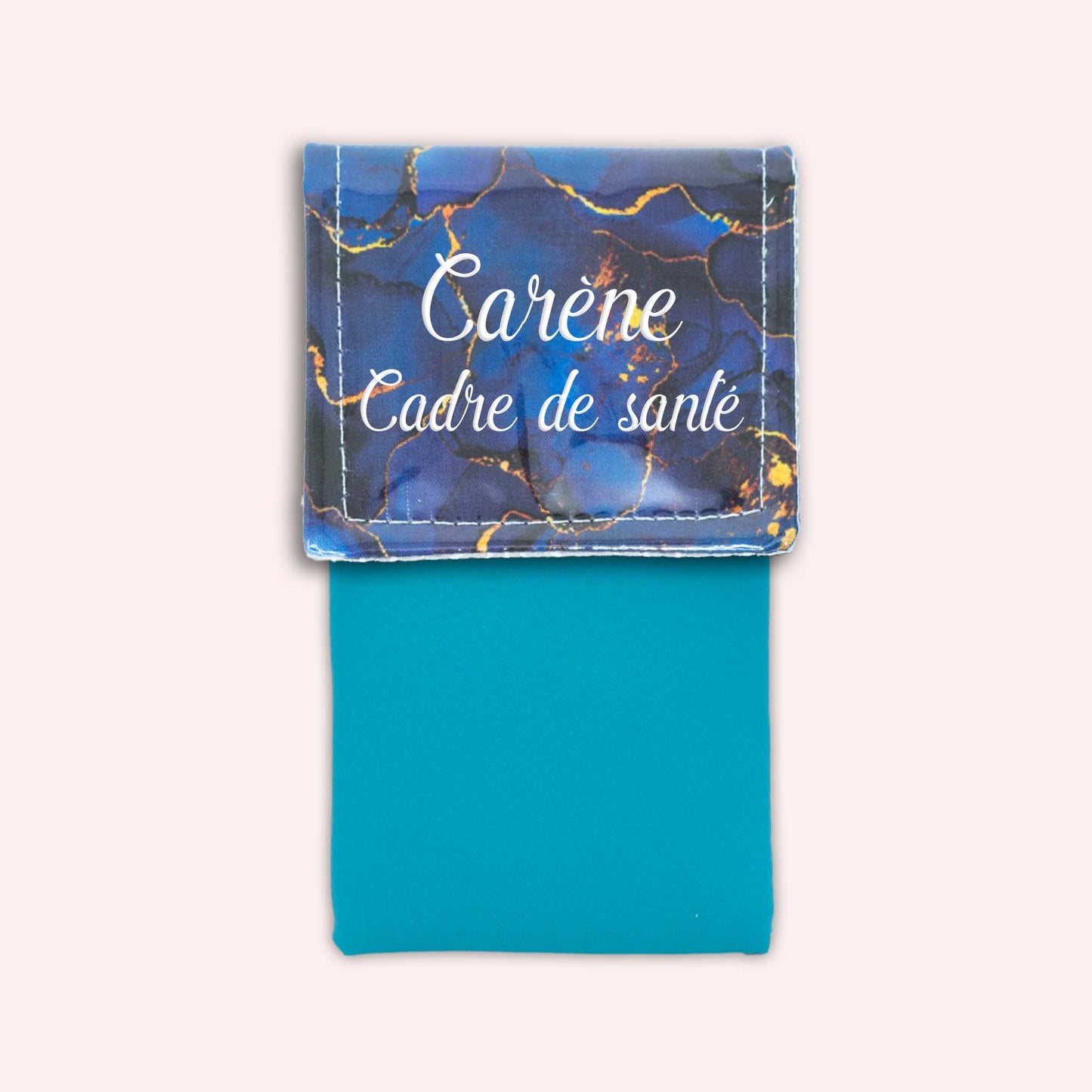 Pochette aimantée Marbre Bleu Marine Doré