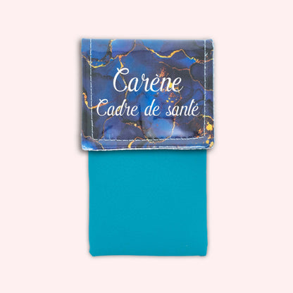 Pochette aimantée Marbre Bleu Marine Doré