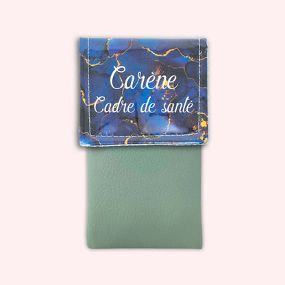 Pochette aimantée Marbre Bleu Marine Doré