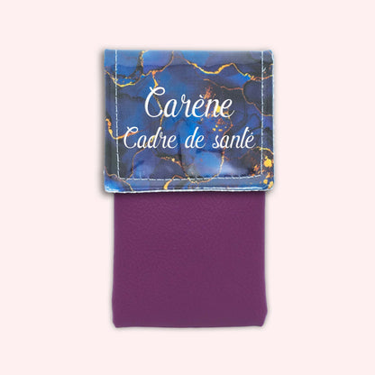 Pochette aimantée Marbre Bleu Marine Doré