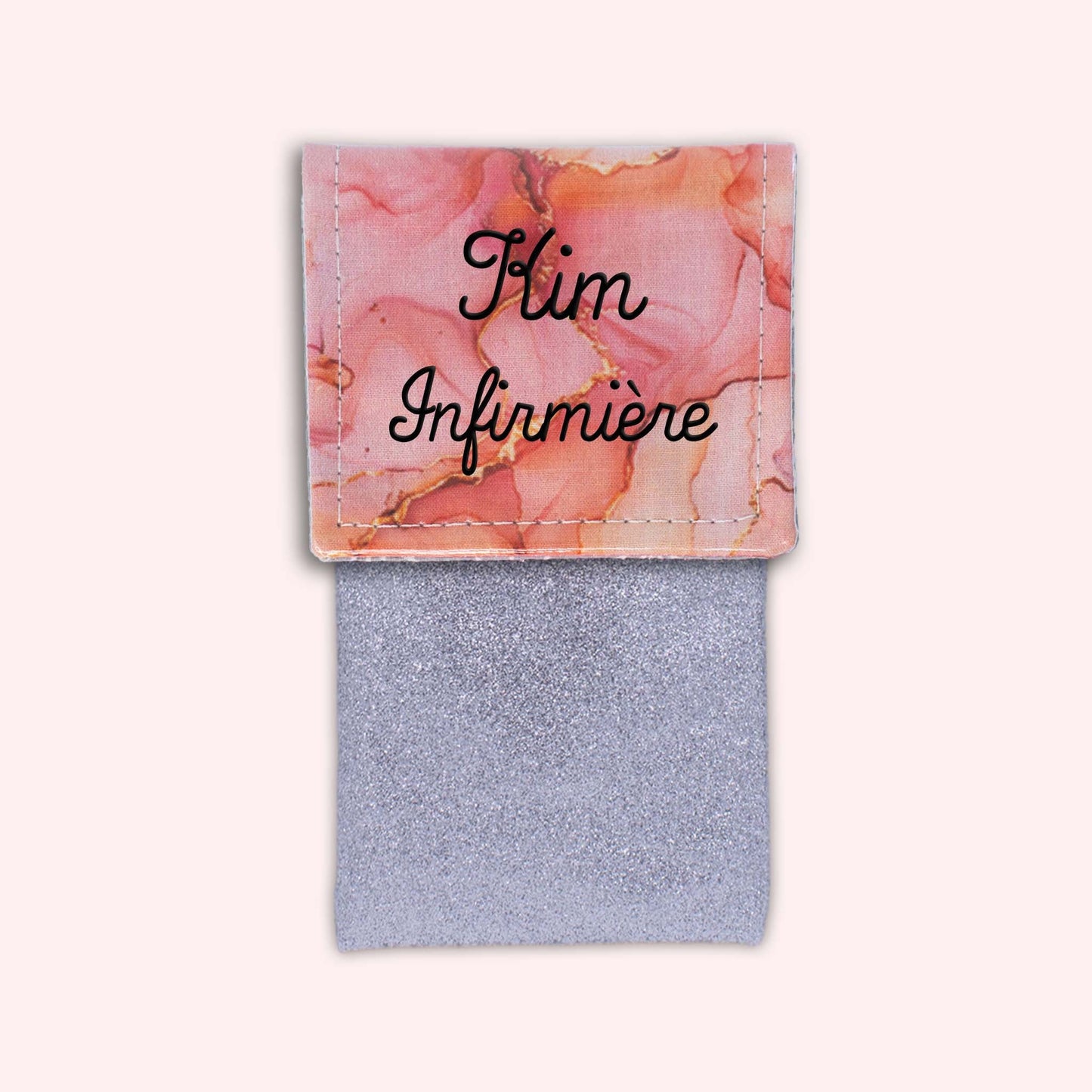 Pochette aimantée Marbre Corail Doré