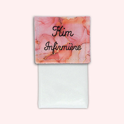 Pochette aimantée Marbre Corail Doré