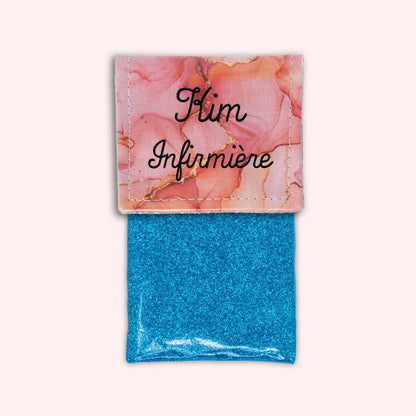 Pochette aimantée Marbre Corail Doré