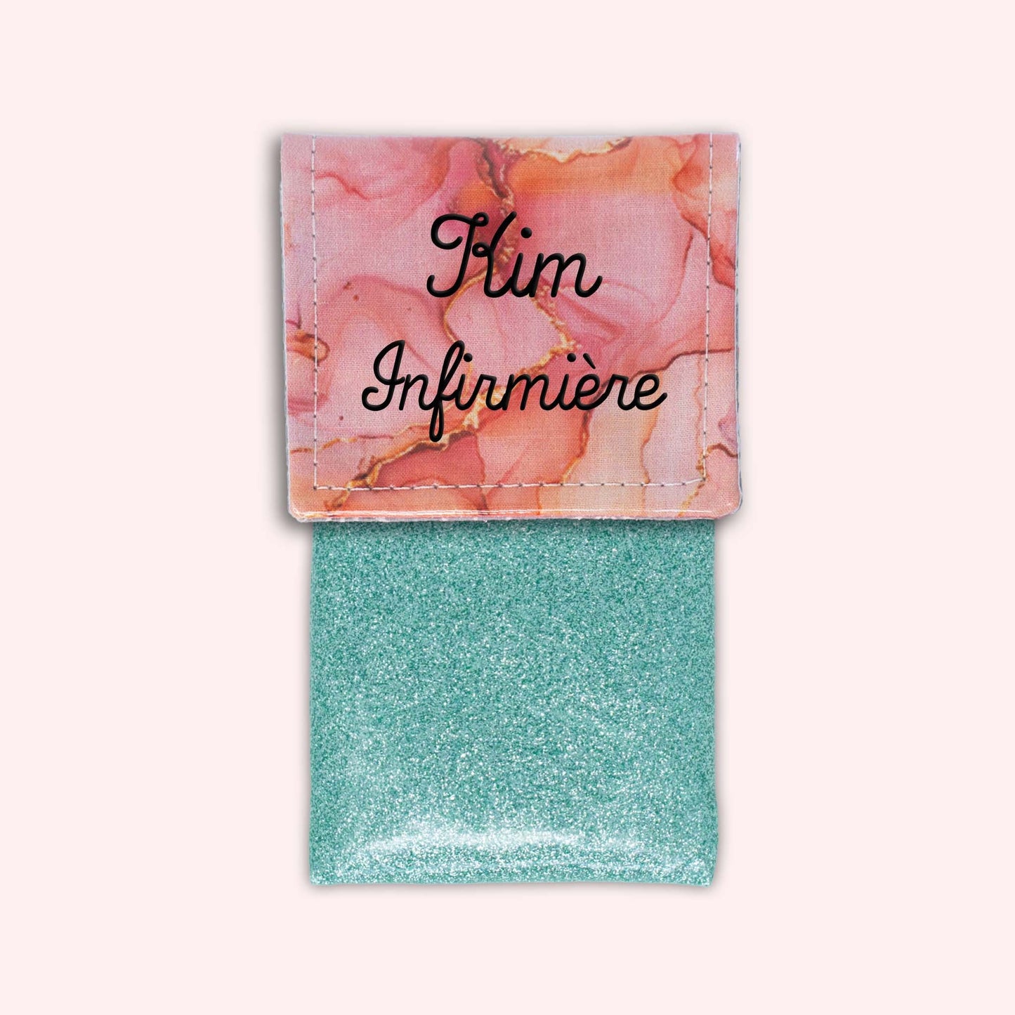 Pochette aimantée Marbre Corail Doré