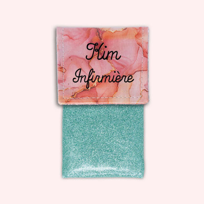 Pochette aimantée Marbre Corail Doré