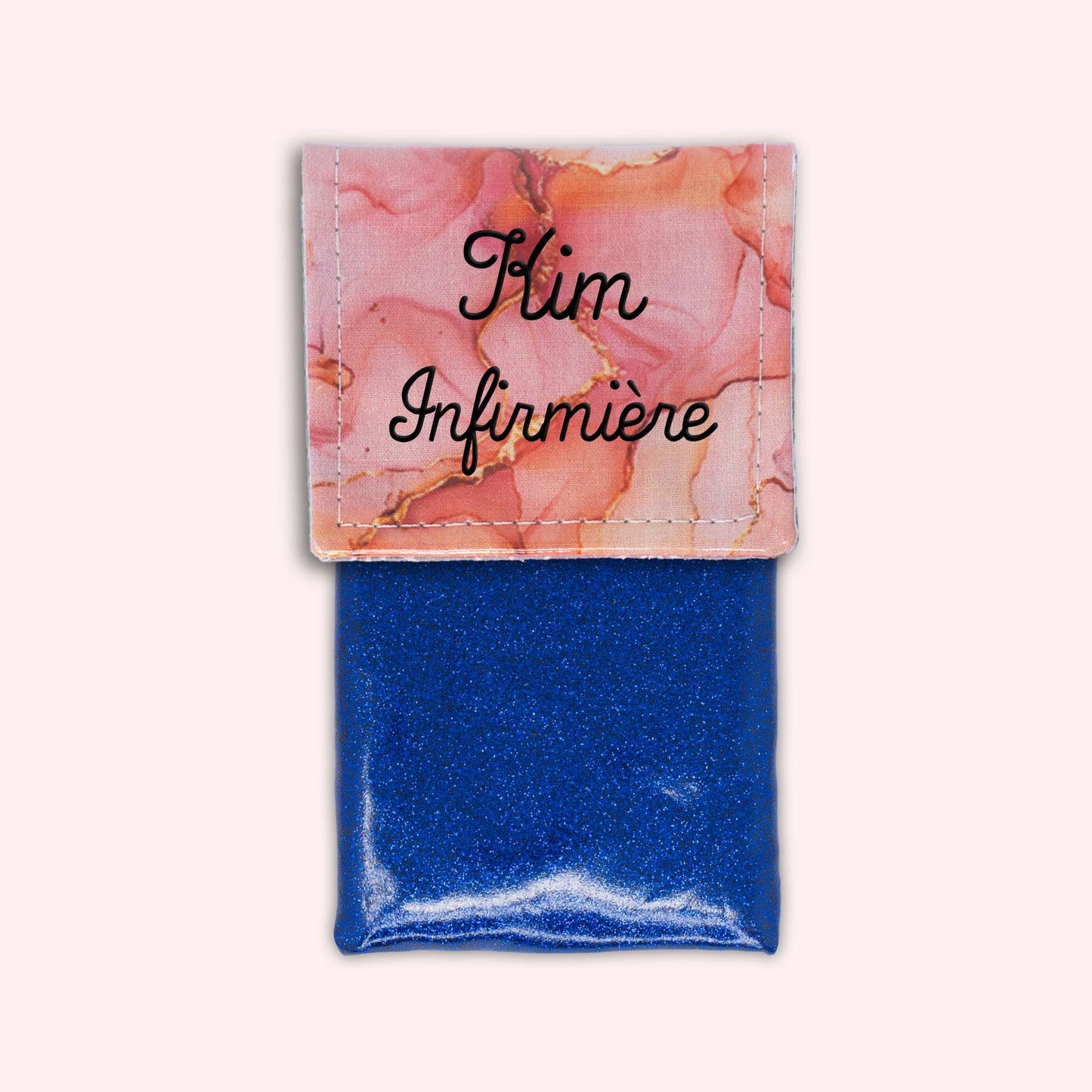 Pochette aimantée Marbre Corail Doré